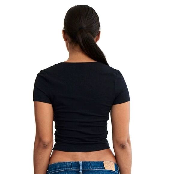 ✨Groceries Apparel Organic Cotton Grey/Blue Crop Sz Small T-Shirt✨ - Picture 2 of 9